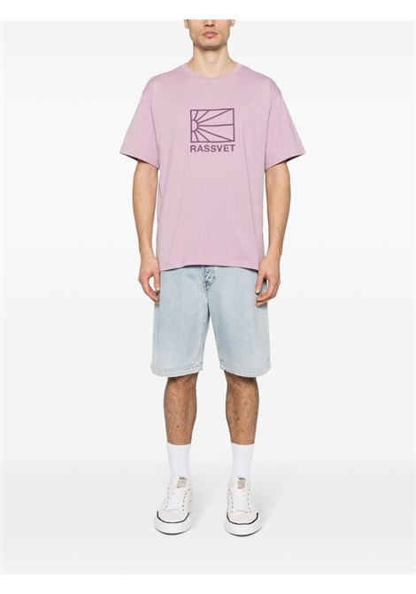 Pink logo-rubberised T-shirt - men RASSVET | PACC14T0023