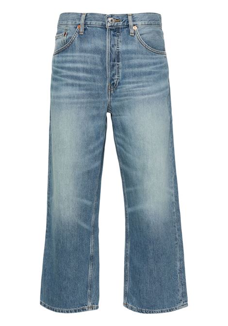 Blue mid-rise cropped jeans - women