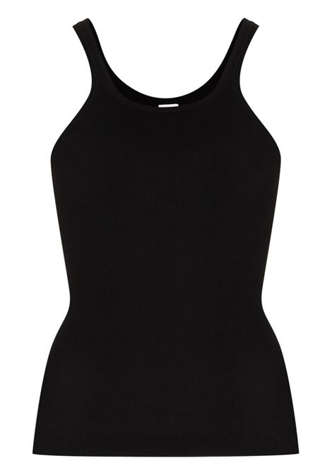 Top a coste in nero - donna