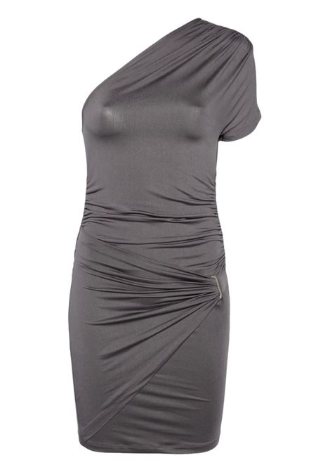 Grey one-shoulder belted minidress - women