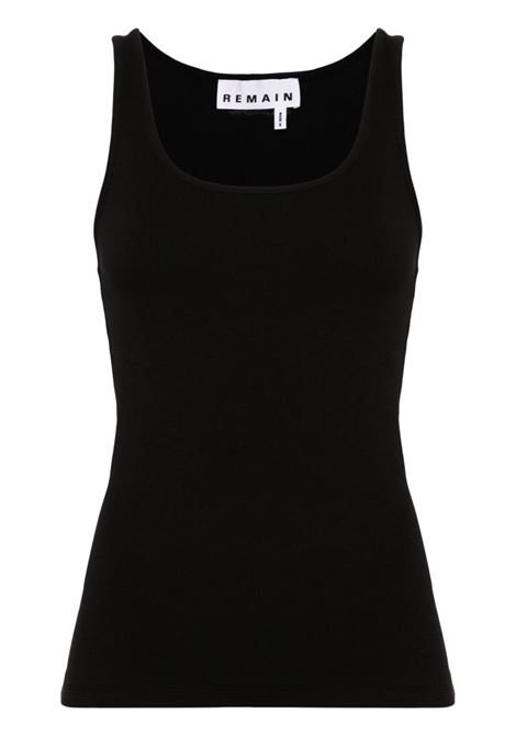 Black scoop-neck ribbed tank top - women REMAIN | 5012631001000