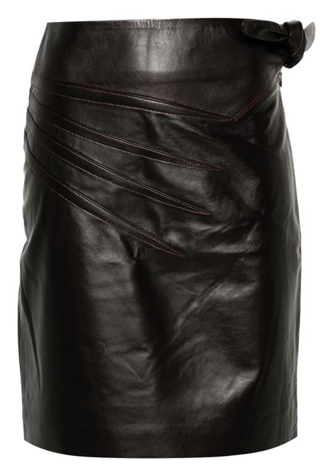 Minigonna Cutline in pelle in nero Remain - donna