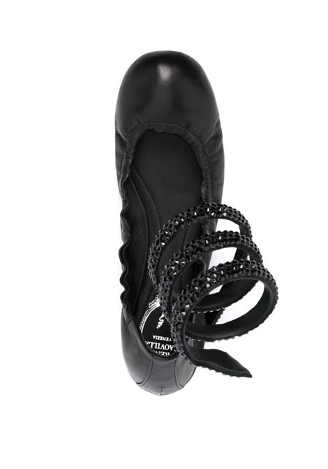 Black Cleo crystal-embellished ballerina shoes - women RENE CAOVILLA | C12073010NA01V050
