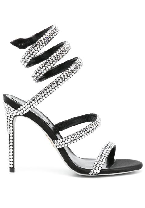 Black and silver Cleo 105mm rhinestone-embellished sandals - women