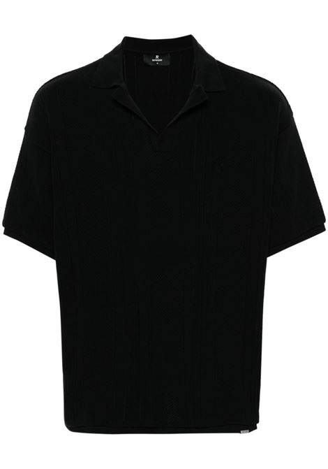 Black pointelle-knit polo shirt Represent - men