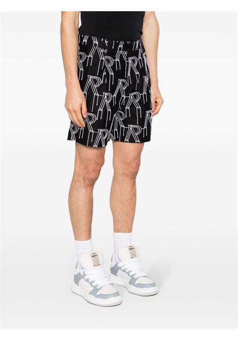 Black Initial-embroidered tailored shorts - men REPRESENT | MLM71701