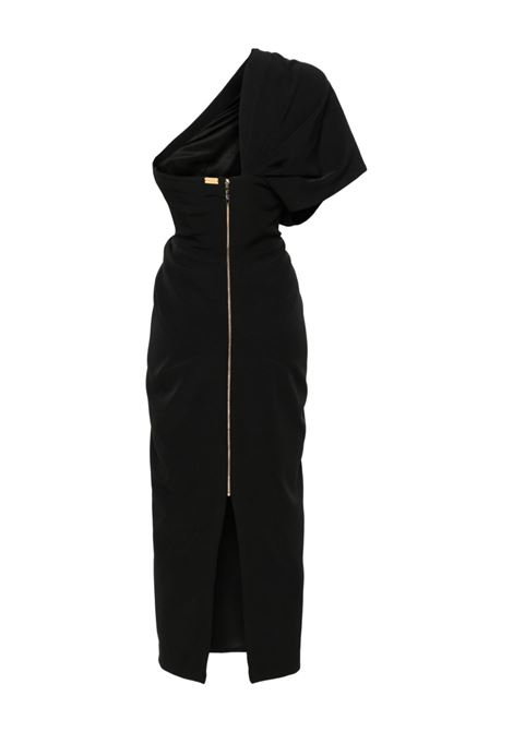 Black one-shoulder midi dress Rhea Costa - women RHEA COSTA | 23090DMDBLK