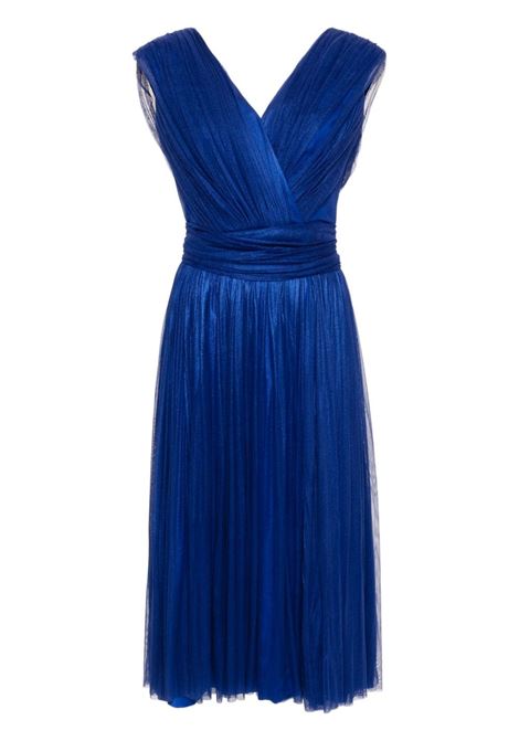 Blue draped midi dress - women