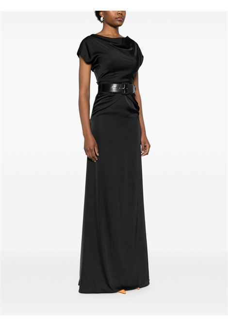 Black pleat-detail maxi dress Rhea Costa - women RHEA COSTA | 23265DLGBLK