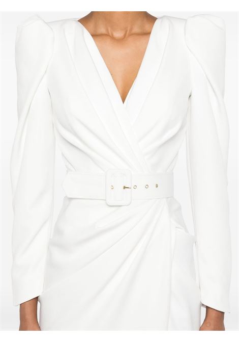 White Chloe belted crepe dress - women RHEA COSTA | 23281DLGIVRY