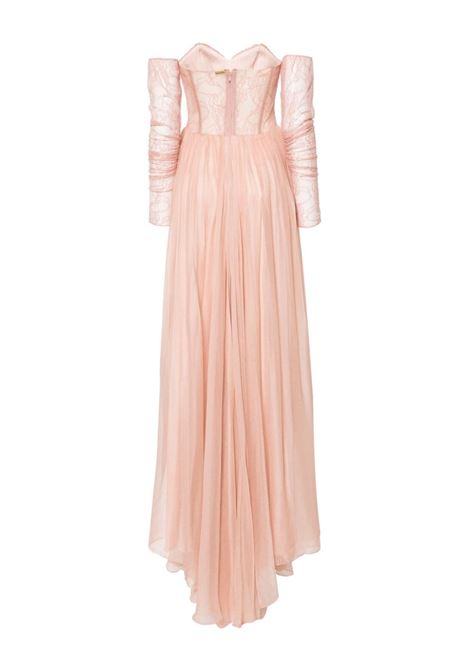 Blush pink Nola off-shoulder pleated maxi dress Rhea Costa - women RHEA COSTA | 24029DBLSH