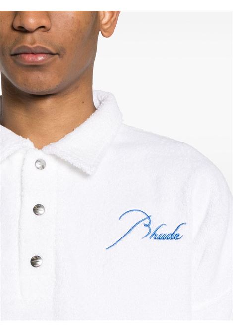 White logo-embroidered towelling-finish polo shirt - men RHUDE | RHPS24SW096110377