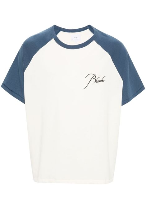 White logo-embroidered raglan T-shirt - men