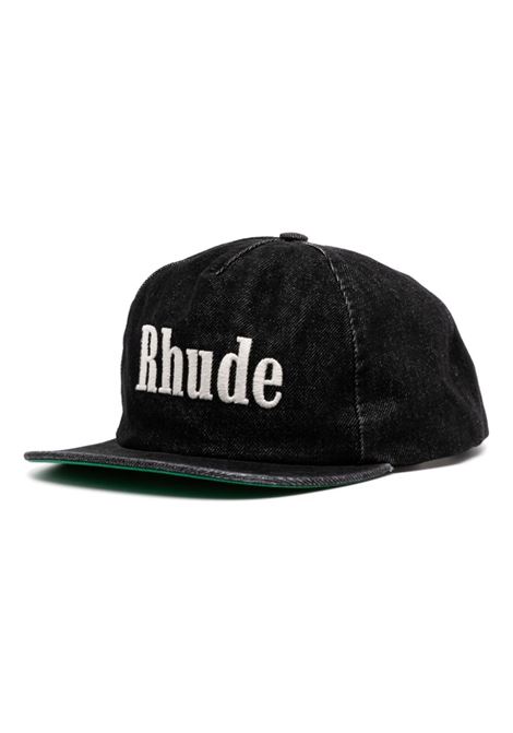 Black logo-embroidered denim baseball cap - men RHUDE | RHSS24HA098393720372
