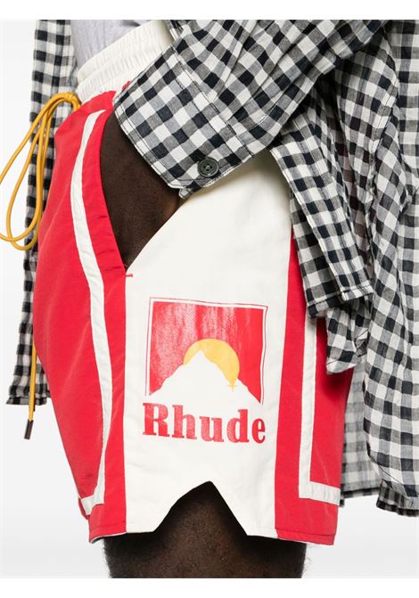 Pantaloncini moonlight a vita media in rosso e bianco di Rhude - uomo RHUDE | RHSS24SH078443071307