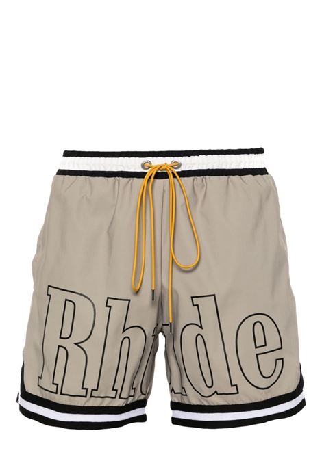 Khaki green mid-rise swim shorts Rhude - men RHUDE | RHSS24SH098453720481