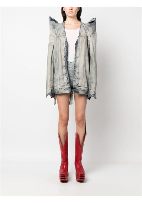 Grey high-waisted ripped denim shorts - women RICK OWENS DRKSHDW | DS01D1313SKYFR46