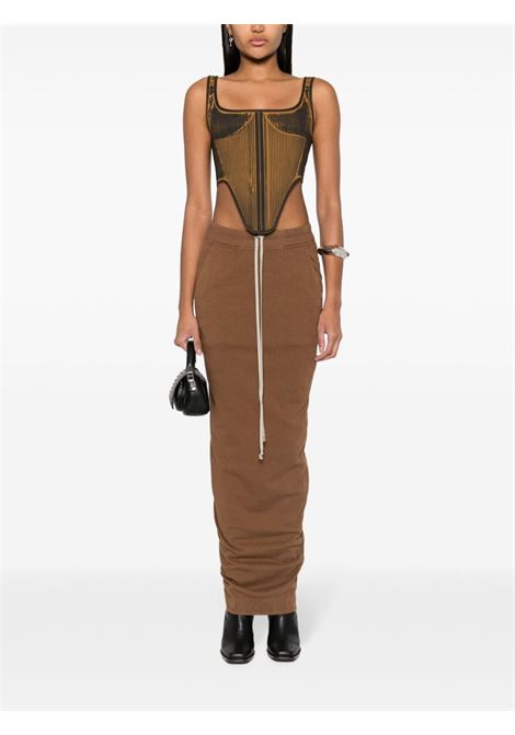 Gonna midi con coulisse in marrone - donna RICK OWENS DRKSHDW | DS01D1332RIG44