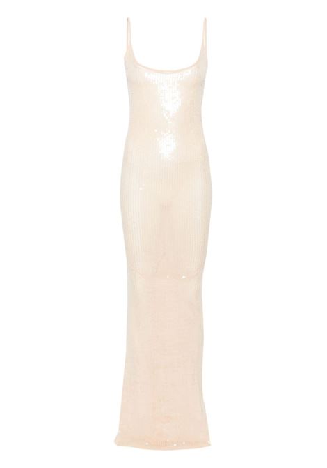 Champagne beige sequinned slip dress - women RICK OWENS LILIES | LI01D6501TUEM8114114