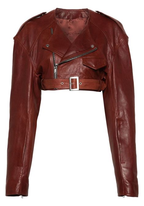 Brown Micro Biker cropped jacket - women