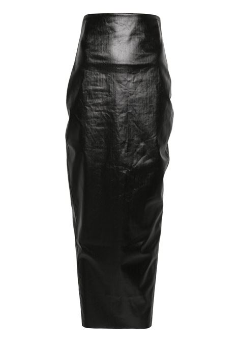 Black high-waist denim skirt - women