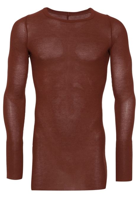 Brown long-sleeve fine-ribbed T-shirt - men
