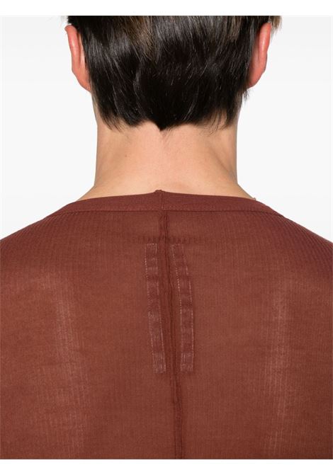 Brown long-sleeve fine-ribbed T-shirt - men RICK OWENS | RU01D3250RC73