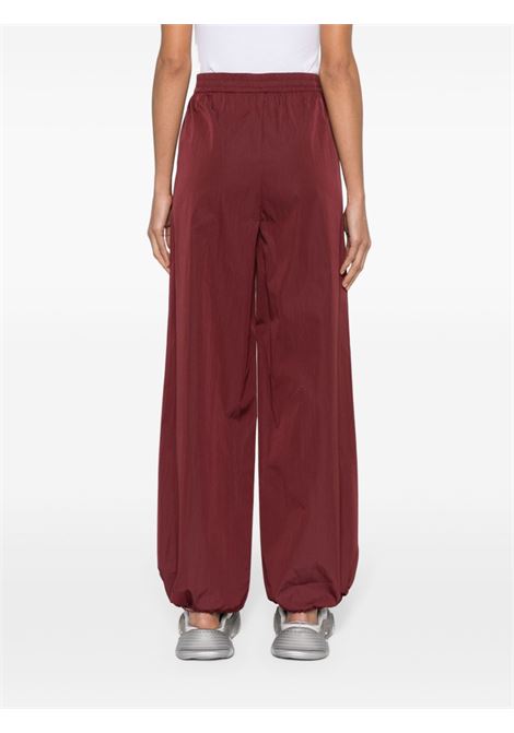 Brown logo-embroidered elasticated-waist trousers - women ROTATE SUNDAY | 700371580191526