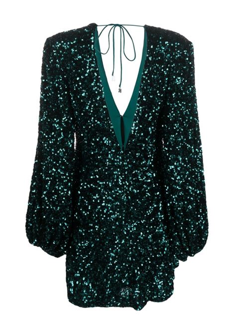 Green sequin-embellished mini dress - women ROTATE | 1115812868195030