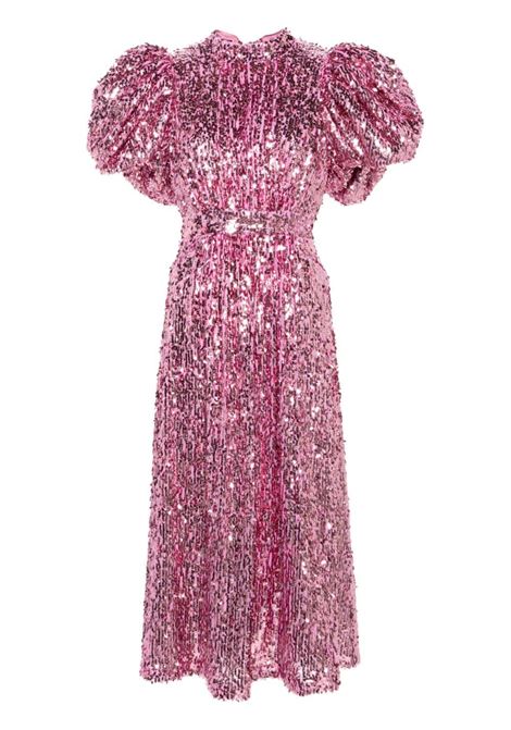Fuchsia pink sequin-embellished midi dress - women ROTATE | 1118621099152718