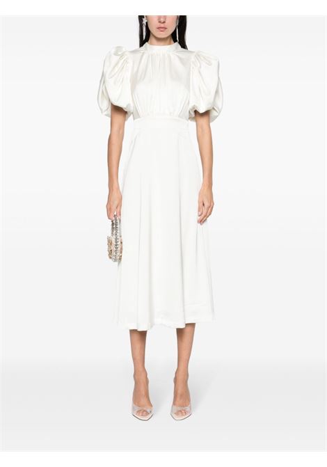 White puff-sleeve satin midi dress - women ROTATE | 112106857857