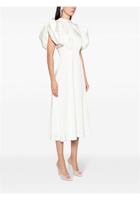 White puff-sleeve satin midi dress - women ROTATE | 112106857857