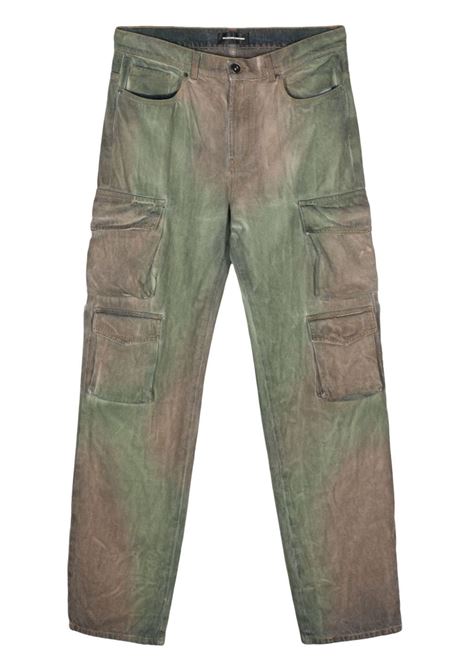 Green logo-patch denim cargo trousers Salvatore santoro - men 