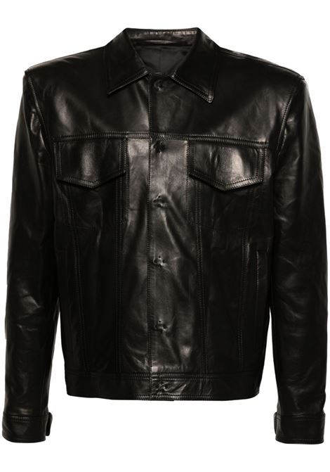 Black classic-collar jacket - men