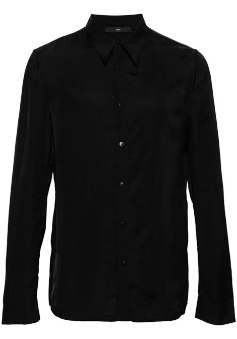 Black long-sleeve satin shirt Sapio - men 