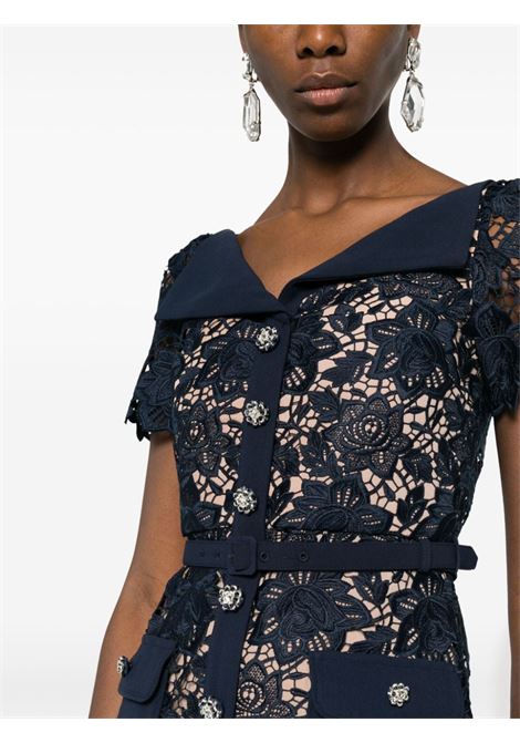 Blue guipure-lace midi dress - women SELF-PORTRAIT | RS24126MBL