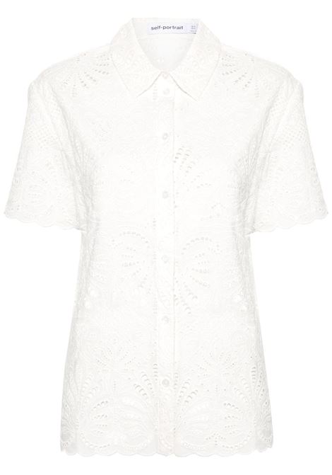 Camicia in broderie-anglaise in bianco - donna