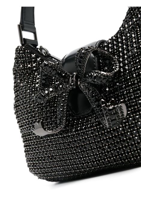 Black crescent bow crystal-embellished bag - women SELF-PORTRAIT | SS24314B