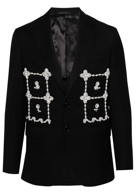 Black embellished single-breasted blazer - men