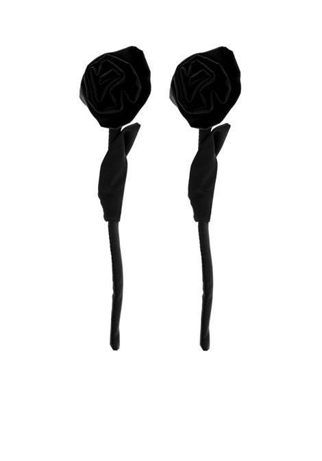 Orecchini con pendente Rose in nero - donna