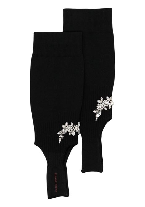 Black Cluster Flower stirrup socks - women
