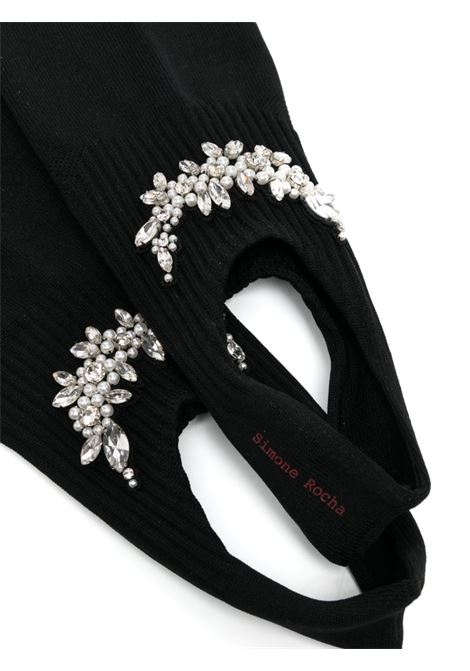 Black Cluster Flower stirrup socks - women SIMONE ROCHA | SOCK45CB0633BLKPRL