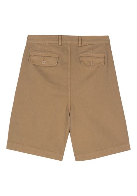 Brown pleated twill bermuda shorts - men SUNFLOWER | 4134150
