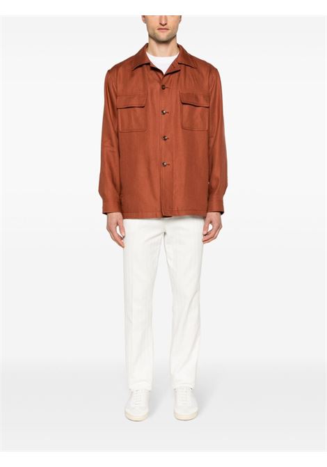 Brown button-down shirt jacket - men TAGLIATORE | DAMIAN340021EO843