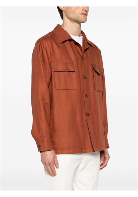 Brown button-down shirt jacket - men TAGLIATORE | DAMIAN340021EO843