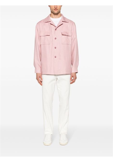 Pink button-down shirt jacket - men TAGLIATORE | DAMIAN340021EY968