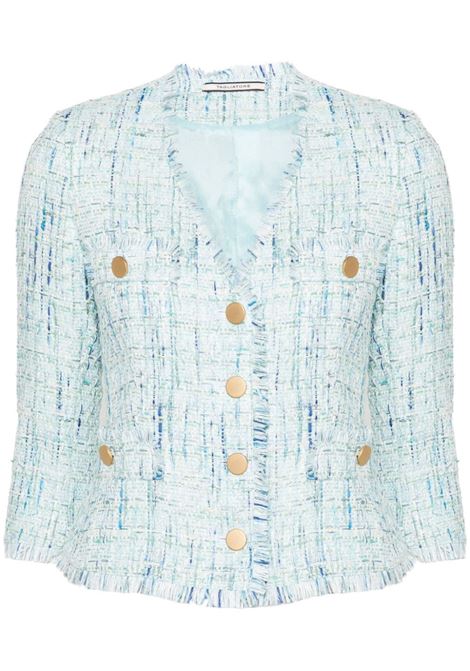 Light blue fringed tweed blazer - women TAGLIATORE | DHARMA160052EV904