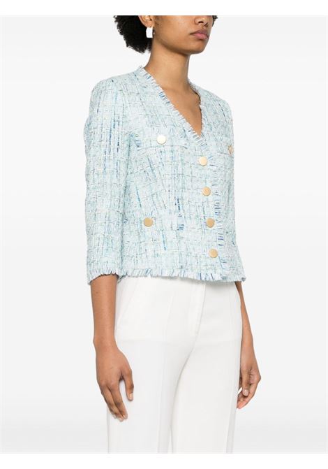 Light blue fringed tweed blazer - women TAGLIATORE | DHARMA160052EV904