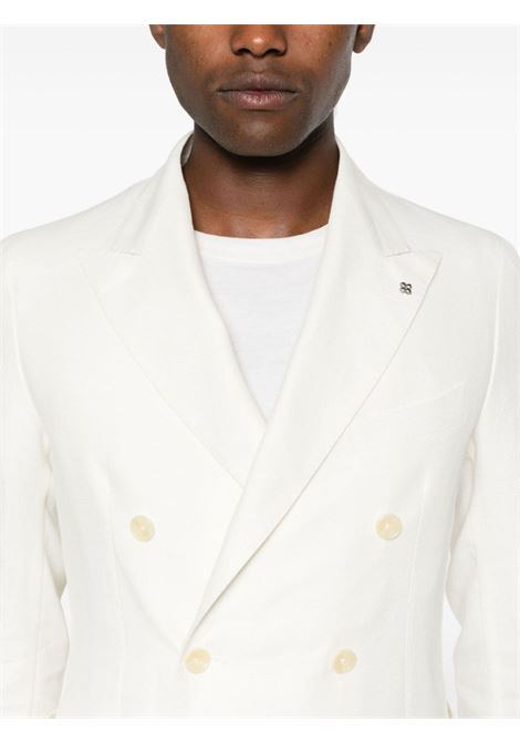 White textured-finish double-breasted blazer Tagliatore - men TAGLIATORE | GDARREL20K340248EX878