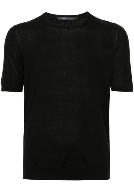 Black fine-knit T-shirt - men